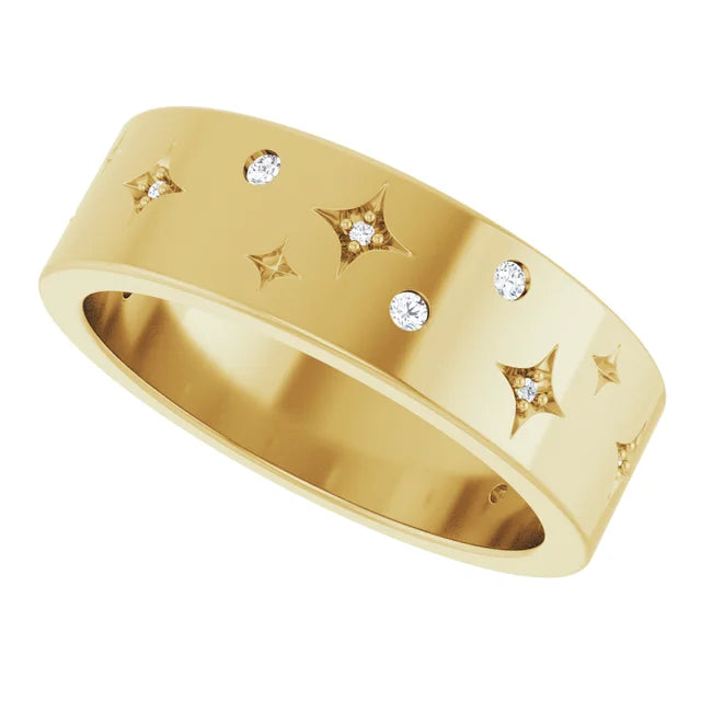 14K Yellow 1/8 CTW Natural Diamond Star Band