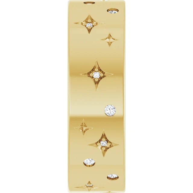 14K Yellow 1/8 CTW Natural Diamond Star Band