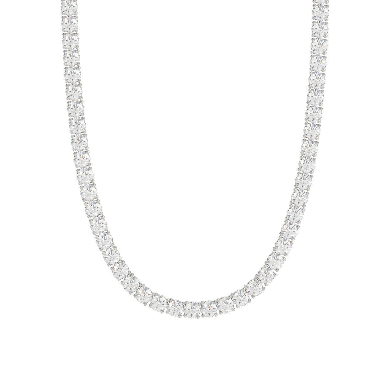 14k White Gold 10.32 Carat Tennis Necklace IGI Certified