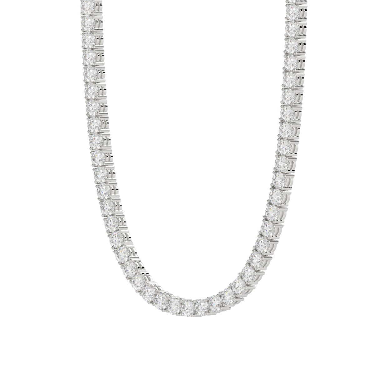 14k White Gold 10.32 Carat Tennis Necklace IGI Certified