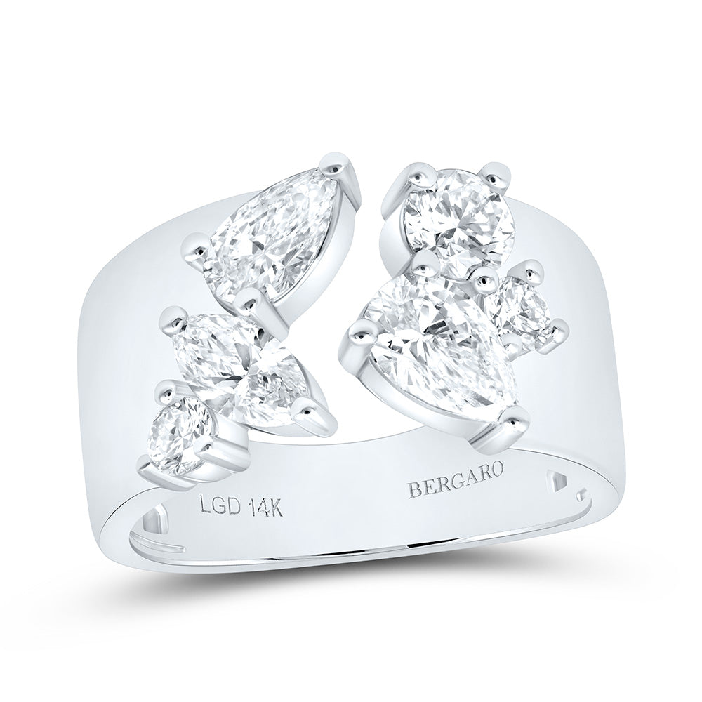 Bold & Beautiful Lab Grown Pear Shape Diamond Fashion Band in 14KW