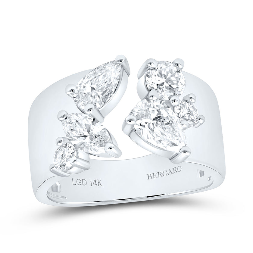 Bold & Beautiful Lab Grown Pear Shape Diamond Fashion Band in 14KW