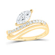 Gorgeous Lab Grown Diamond Modern Fashion Ring with Marquise Cut Center in 14KY
