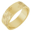 14K Yellow Gold 6 mm Floral Flat Band Size 8