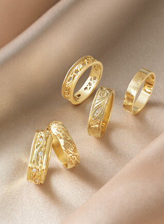 14K Yellow Gold 6 mm Sculptural Half Round Band Size 10