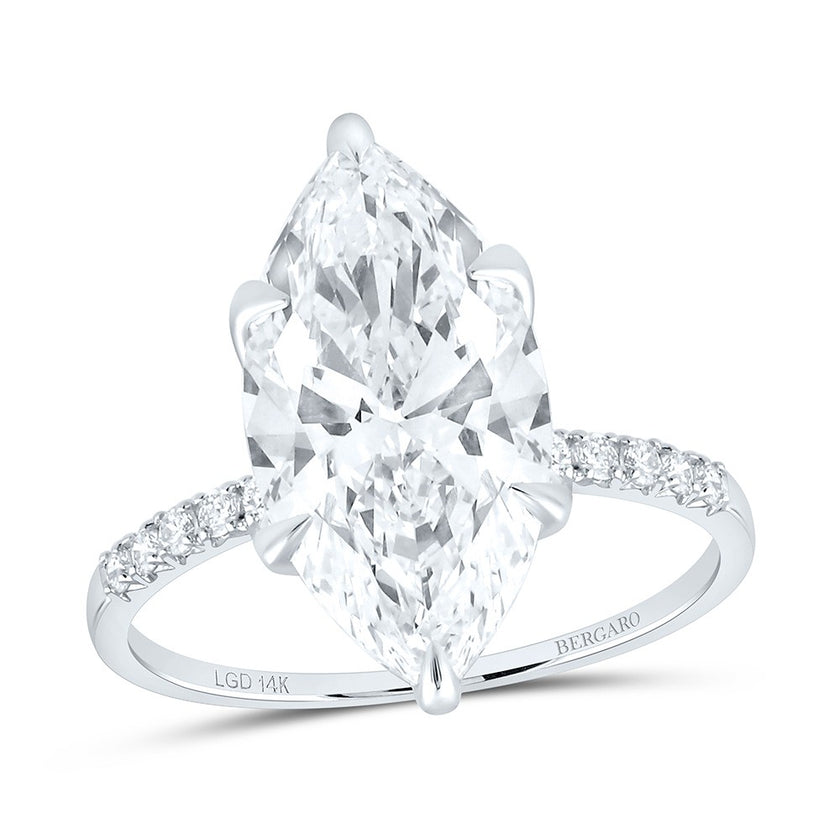 4 Carat Marquise Cut Lab-Grown Diamond Engagement Ring | 14K White Gold Tulip Solitaire | Gemma's Jewelers