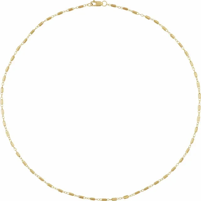 14K Yellow 1.7 mm Satellite Bar Cable  Chain