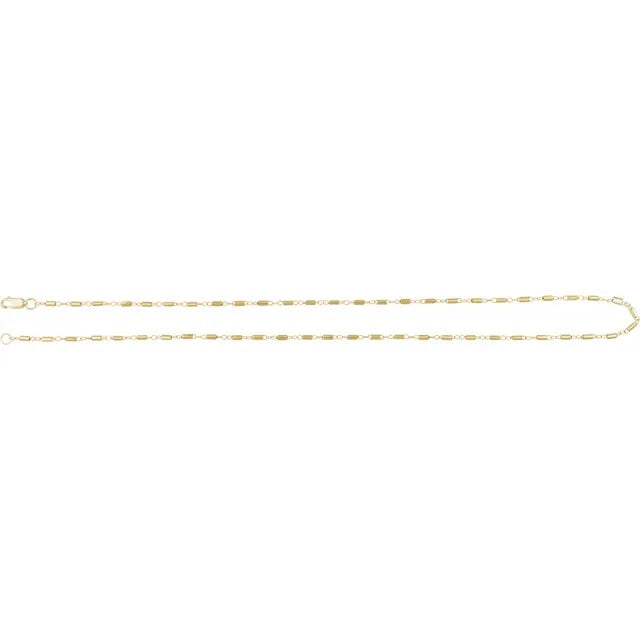 14K Yellow 1.7 mm Satellite Bar Cable  Chain