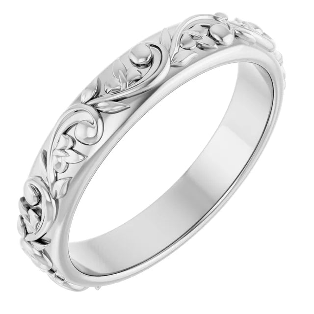 14K White Gold 3.5 mm Sculptural Band Size 7