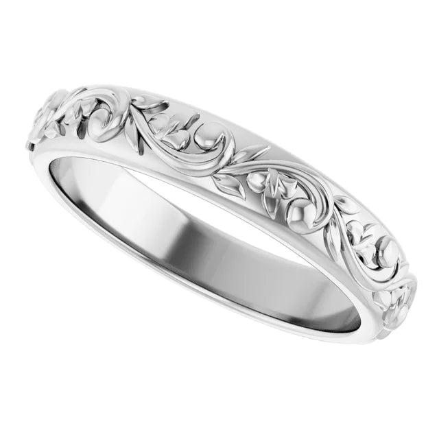 14K White Gold 3.5 mm Sculptural Band Size 7