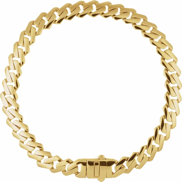 14K Yellow 7.4 mm Monaco Edge Curb 8 1/4