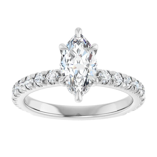 Natural Marquise Engagement Ring 