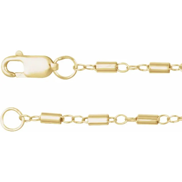 14K Yellow 1.7 mm Satellite Bar Cable  Chain