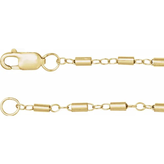 14K Yellow 1.7 mm Satellite Bar Cable  Chain