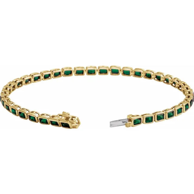 14K Yellow Natural Tsavorite Garnet Line 7