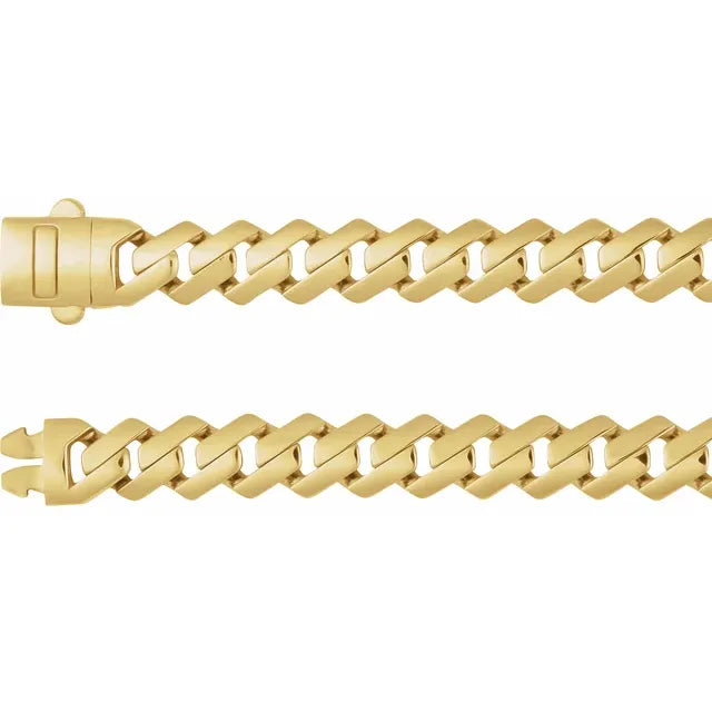 14K Yellow 7.4 mm Monaco Edge Curb 8 1/4