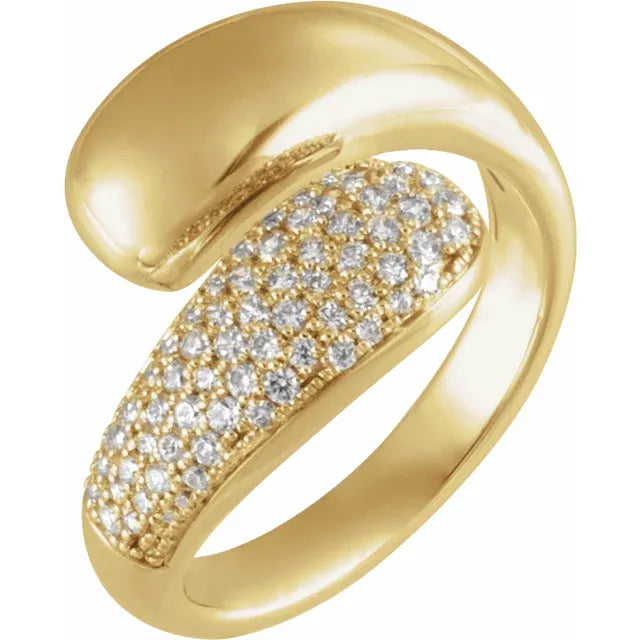 14K Yellow 1/2 CTW Natural Diamond Bypass Ring