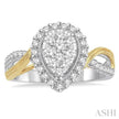 14k Two Tone Pear Shape Natural Diamonds Ring .75ctw