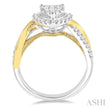 14k Two Tone Pear Shape Natural Diamonds Ring .75ctw
