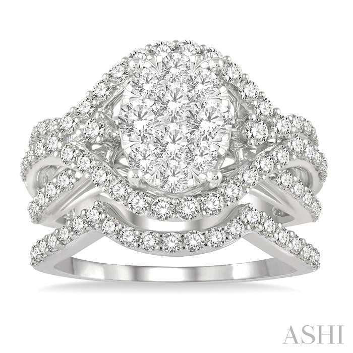 Oval Shape Lovebright Diamond Wedding Set 1.30tw