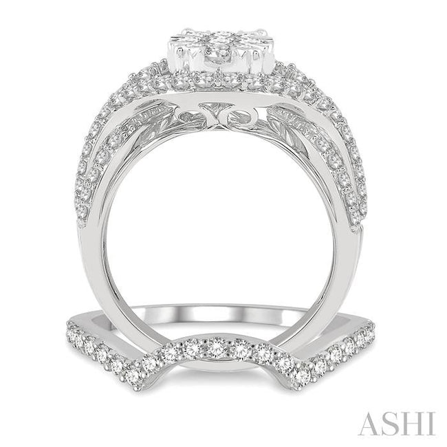 Oval Shape Lovebright Diamond Wedding Set 1.30tw