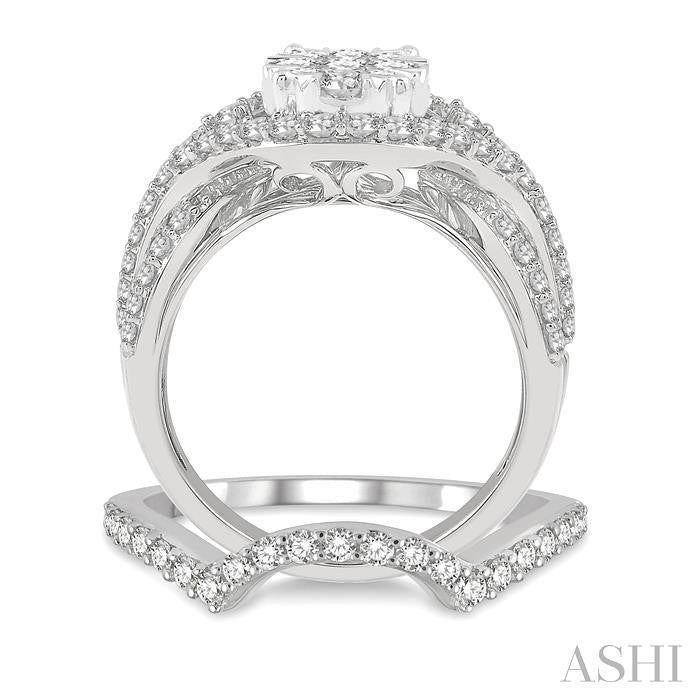 Oval Shape Lovebright Diamond Wedding Set 1.30tw