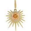 14K Yellow Natural Citrine & 1/10 CTW Natural Diamond Halo-Style Sun Charm/Pendant