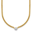 14k Gold Curb Chain Necklace with Diamond