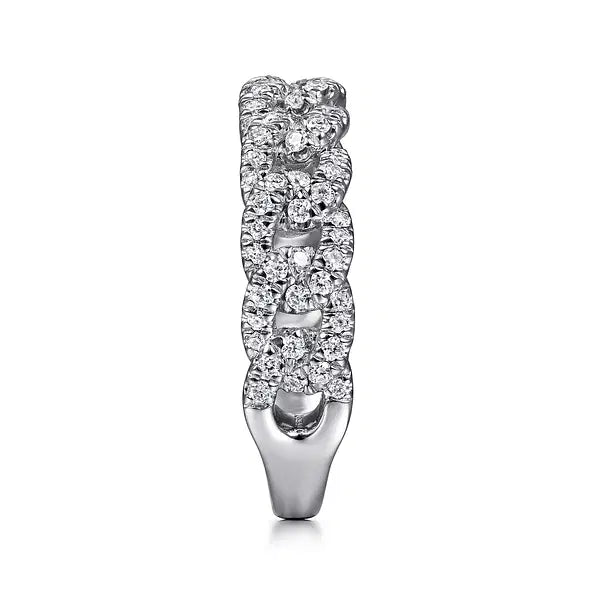 14K White Gold Chain Link Stackable Diamond Ring