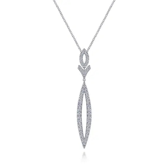 14K White Gold Diamond Lariat Necklace 0.84ctw