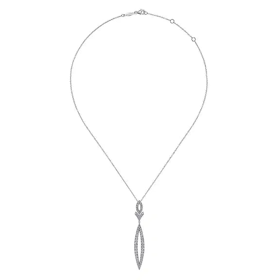 14K White Gold Diamond Lariat Necklace 0.84ctw