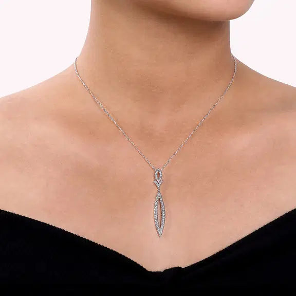 14K White Gold Diamond Lariat Necklace 0.84ctw