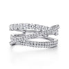 14K White Gold Diamond Layered Criss Cross Ring