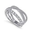 14K White Gold Diamond Layered Criss Cross Ring