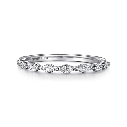 14K White Gold Diamond Wedding Band Marquise Cut
