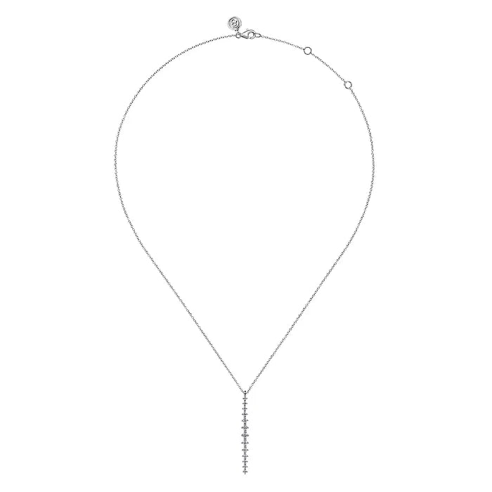 14K White Gold Long Diamond Drop Bar Necklace