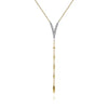 14K White Yellow Gold Pave Diamond Layered Chevron Necklace