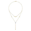 14K White Yellow Gold Pave Diamond Layered Chevron Necklace