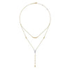 14K White Yellow Gold Pave Diamond Layered Chevron Necklace