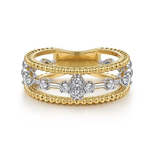 Fabulous Stackable Diamond Ring Band in 14K White and Yellow Gold  | Gemma's Jewelers