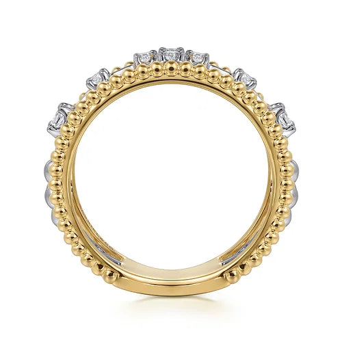 Fabulous Stackable Diamond Ring Band in 14K White and Yellow Gold  | Gemma's Jewelers