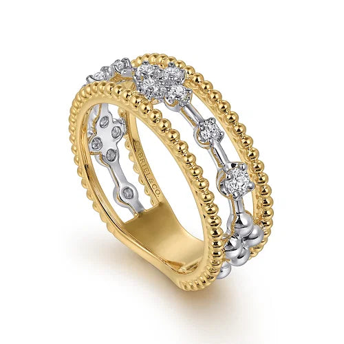 Fabulous Stackable Diamond Ring Band in 14K White and Yellow Gold  | Gemma's Jewelers