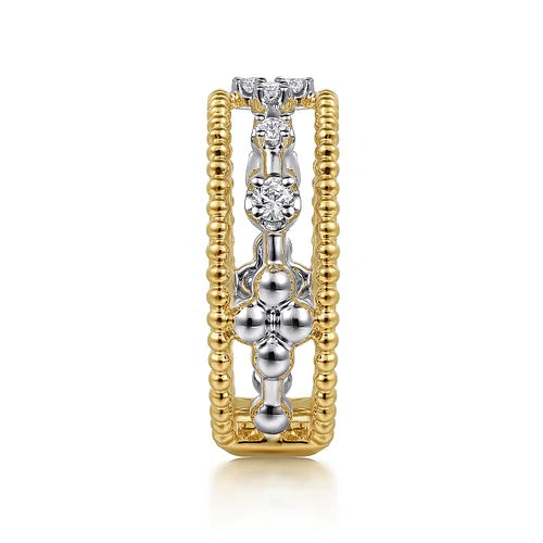 Fabulous Stackable Diamond Ring Band in 14K White and Yellow Gold  | Gemma's Jewelers