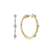 14K Yellow Gold 20mm Round Classic Diamond Hoop Earrings