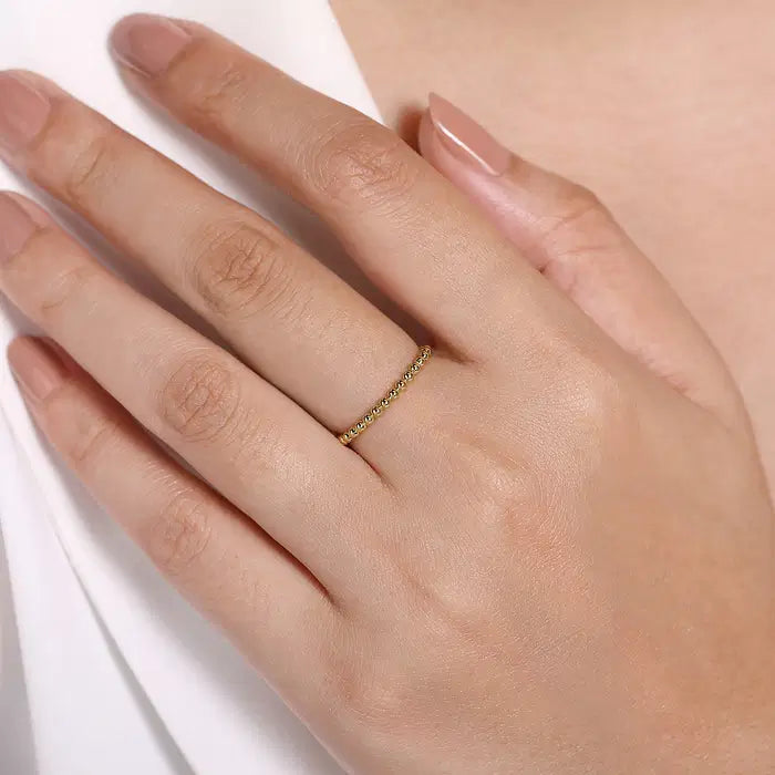 14K Yellow Gold Bujukan Beaded Stackable Ring