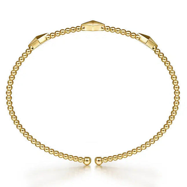 14K Yellow Gold Bujukan Pyramid Stations Bangle