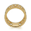 14K Yellow Gold Diamond and Bujukan Beads Wide Band Ring