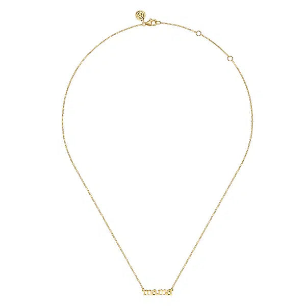 14K Yellow Gold MAMA Script Necklace