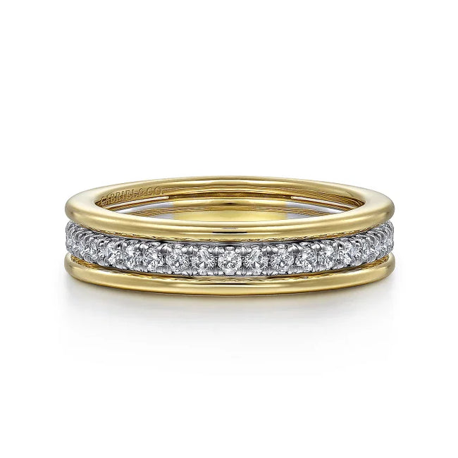 Yellow-White Gold Round Diamond Anniversary Band - 0.25 ct