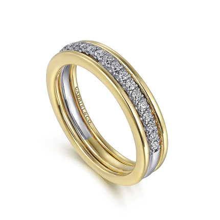 Yellow-White Gold Round Diamond Anniversary Band - 0.25 ct